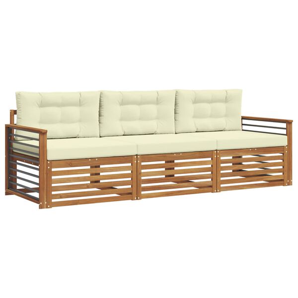 vidaXL Udend&oslash;rs sofagruppe med pude 3 pcs Naturlig og Fl&oslash;de