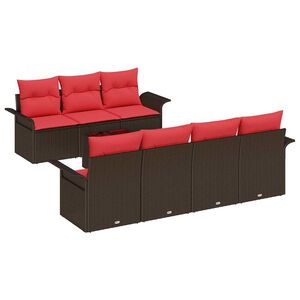 vidaXL Havesofa S&aelig;t 8 stk. Beige og R&oslash;d polyrattan