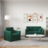 vidaXL Sofa 2 pcs M&oslash;rkegr&oslash;n 138 x 78 x 80 cm Fl&oslash;jl
