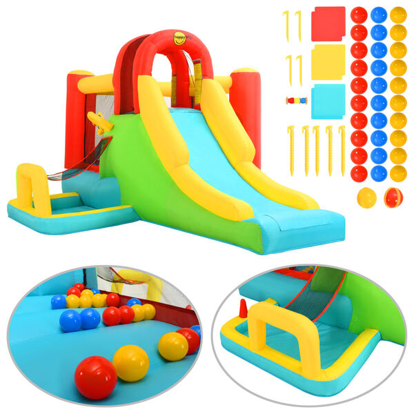 Happy Hop oppustelig hoppeborg med rutsjebane 400 x 295 x 200 cm PVC