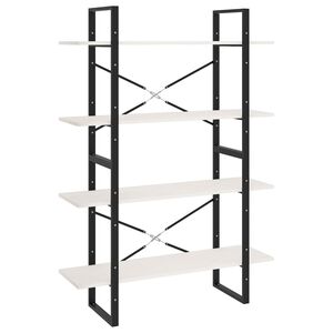 vidaXL bogreol med 4 hylder 100x30x140 cm massivt fyrretr&aelig; hvid