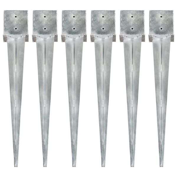 vidaXL jordpløkker 6 stk. 14 x 14 x 91 cm galvaniseret stål sølvfarvet