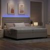 vidaXL LED Box Spring Bed med madras Gr&aring;brun 200 x 200 cm Stof