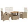 vidaXL spisebordss&aelig;t til haven 4 dele med hynder polyrattan beige