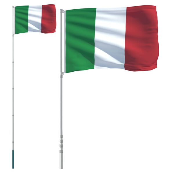 vidaXL Italien flag og flagstang 5,55 m aluminium