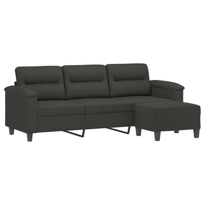 vidaXL 3-personers sofa med fodskammel 180 cm mikrofiberstof mørkegrå