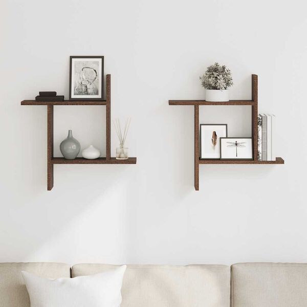 vidaXL v&aelig;ghylder 2 stk. 50x12x50 cm konstrueret tr&aelig; brun egetr&aelig;sfarve