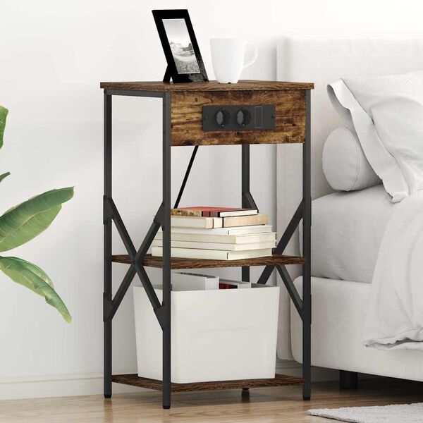 vidaXL Natskab med hylde R&oslash;get eg 41 x 31 x 76 cm Konstrueret tr&aelig;