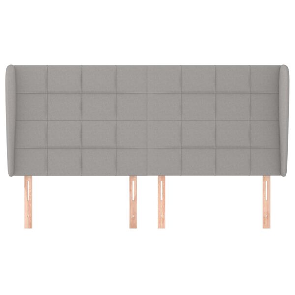 vidaXL sengegavl med kanter 163x23x118/128 cm stof lysegr&aring;