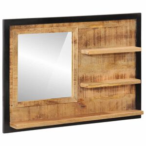 vidaXL spejl med hylder 80x8x55 cm glas og massivt mangotr&aelig;
