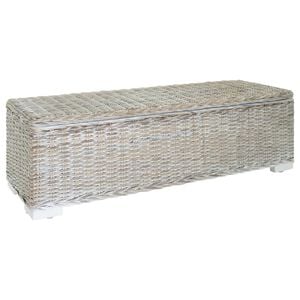 vidaXL opbevaringsboks 110 cm naturlig kubu-rattan massivt mahogni hvid