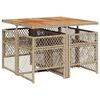 vidaXL spisebordss&aelig;t til haven 5 dele med hynder polyrattan beige