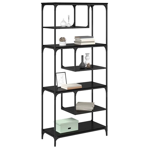 vidaXL Bogreol Sort eg 81 x 36 x 176 cm Konstrueret tr&aelig;