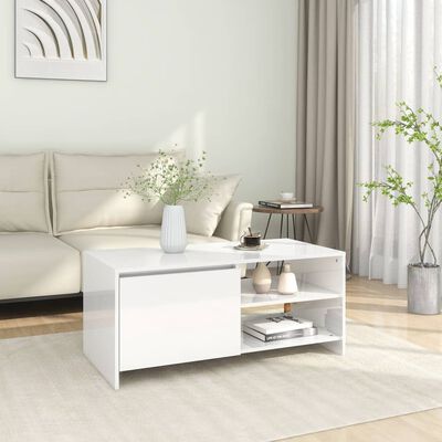 vidaXL sofabord 102x50x45 cm konstrueret træ hvid højglans