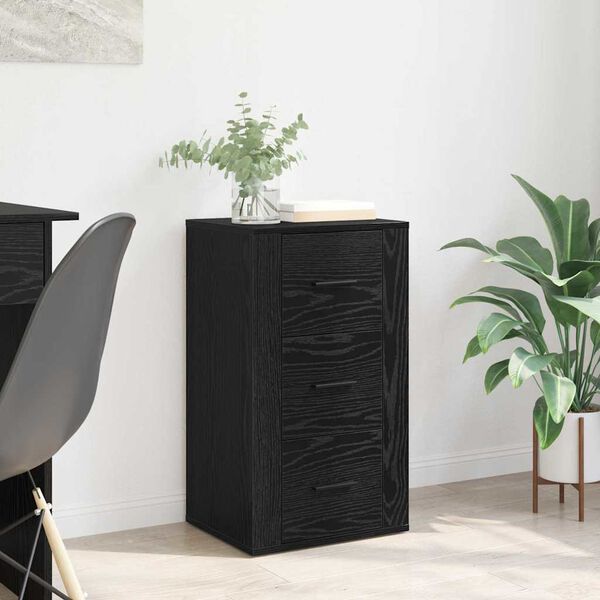 vidaXL Sideboard med skuffe Sort eg 40 x 33 x 70 cm Konstrueret tr&aelig;