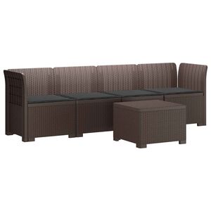 vidaXL 4-personers have-sofa med puder i rattan-look PP Brun