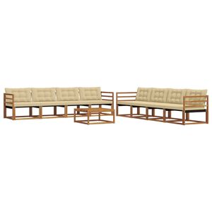 vidaXL Udend&oslash;rs sofagruppe med pude 9 pcs Naturlig og Beige