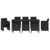 vidaXL Have Spisebordss&aelig;t med pude 9 pcs Sort polyrattan