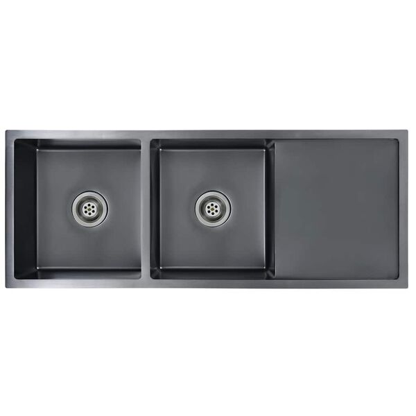 vidaXL håndlavet køkkenvask rustfrit stål sort