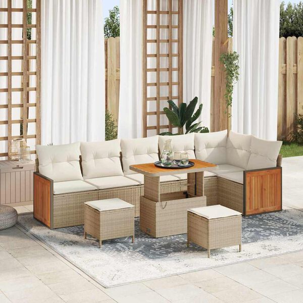 vidaXL Havesofa S&aelig;t med pude 11 pcs Beige og creme polyrattan