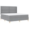 vidaXL Box spring seng med LED-lysstrimler Lysegr&aring; 180 x 200 cm Stof