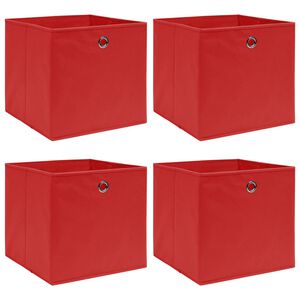 vidaXL opbevaringskasser 4 stk. 32x32x32 stof r&oslash;d
