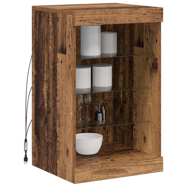 vidaXL LED Sideboard Gammelt tr&aelig; 41 x 37 x 67 cm Konstrueret tr&aelig;