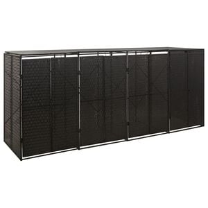 vidaXL firdobbelt skraldespandsskjuler 274x80x117 cm polyrattan sort