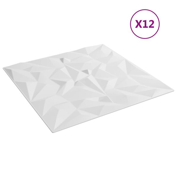 vidaXL V&aelig;gpaneler 12 pcs Hvid 50 x 50 cm XPS Skum