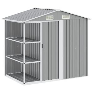 vidaXL haveskur med reol 205x130x183 cm jern gr&aring;