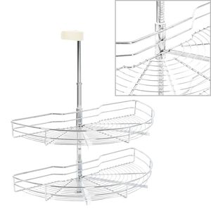 vidaXL k&oslash;kkenkurv i tr&aring;dnet 2 niveauer 180grader 75x38x80cm s&oslash;lvfarvet