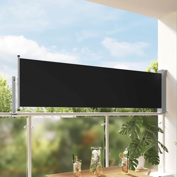 vidaXL sammenrullelig sidemarkise 80x300 cm sort