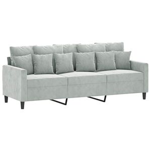 vidaXL 3-personers sofa 180 cm velour lysegr&aring;