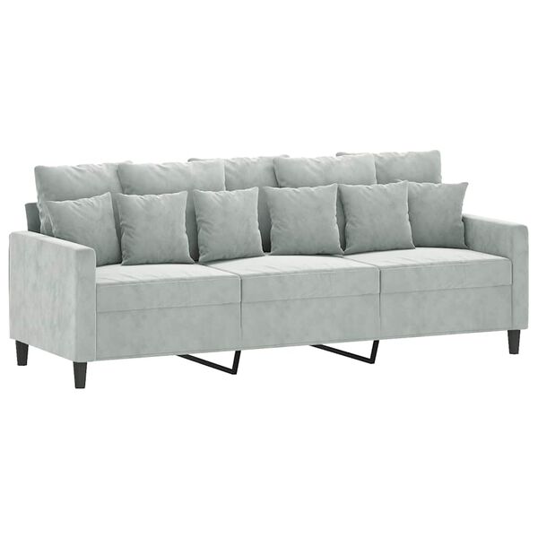 vidaXL 3-personers sofa 180 cm velour lysegr&aring;