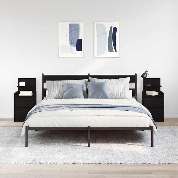 vidaXL sengeborde med 2 skuffer 2 stk. 38x34x80 cm sort