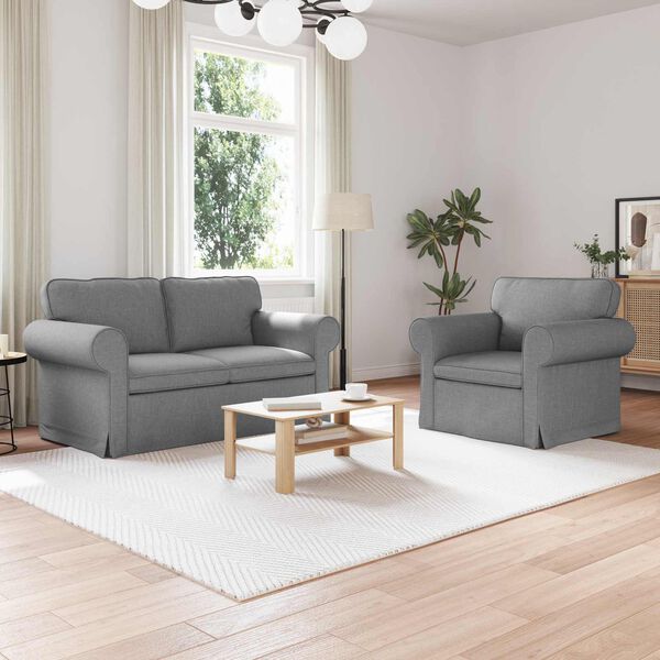 vidaXL Sofa 120cm 2 pcs Lysegr&aring; Metal