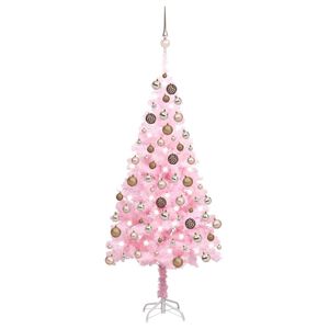 vidaXL kunstigt juletr&aelig; med lys og kugles&aelig;t 180 cm PVC lyser&oslash;d