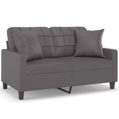 vidaXL 2-personers sofa med pyntepuder 120 cm kunstlæder grå