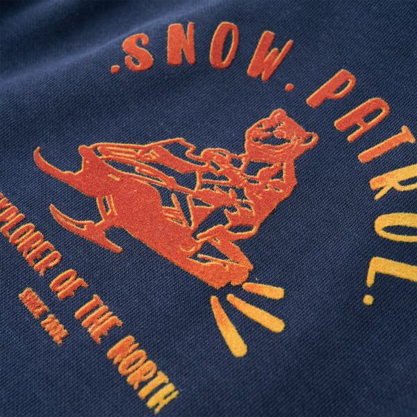 Hættetrøje til børn str. 92 blåmeleret og orange