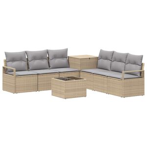 vidaXL Sofa S&aelig;t 8 stk. Beige og lys gr&aring; Poly Rattan og St&aring;l