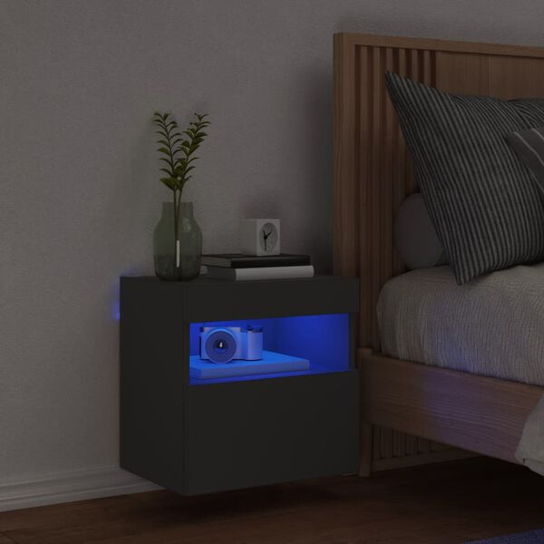 vidaXL v&aelig;gh&aelig;ngt tv-bord med LED-lys 40x30x30 cm sort