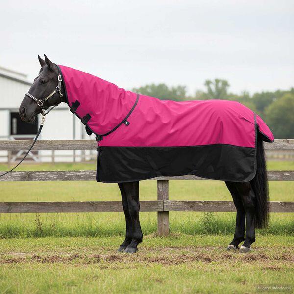 vidaXL Hestet&aelig;ppe Pink og Sort 145 cm Polyester