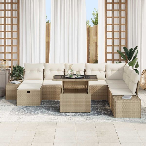 vidaXL Havesofa S&aelig;t 11 pcs Beige Poly rattan