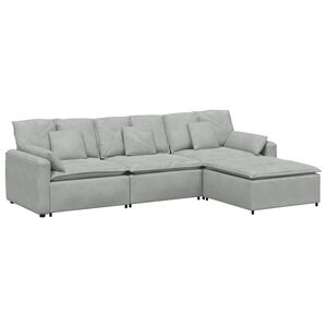 vidaXL modulsofa med fodskammel og hynder lysegr&aring;