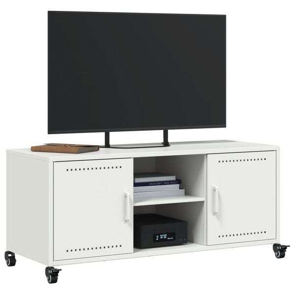 vidaXL tv-bord 100,5x39x43,5 cm stål hvid