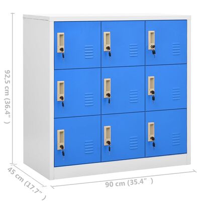 vidaXL skab 90x45x92,5 cm stål lysegrå og blå