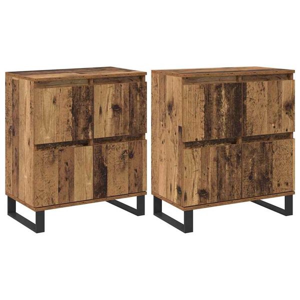 vidaXL Sideboard 2 pcs Gammelt tr&aelig; 60 x 35 x 70 cm