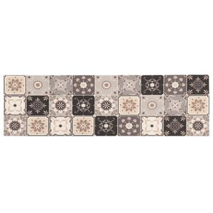 vidaXL K&oslash;kken t&aelig;ppe Gr&aring; og beige mosaik 150 x 45 cm 100% polyamid