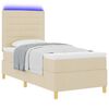 vidaXL LED Box Spring Bed med madras Creme 90 x 190 cm Stof