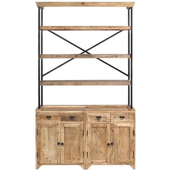 vidaXL sk&aelig;nk med hylder massivt mangotr&aelig; 120 x 35 x 200 cm